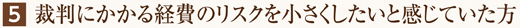 裁判にかかる経費のリスクを小さくしたいと感じていた方